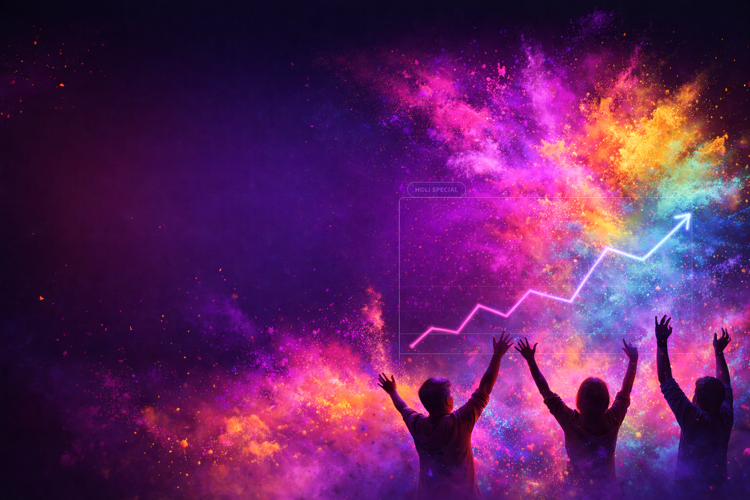 Holi themed trading hero artwork